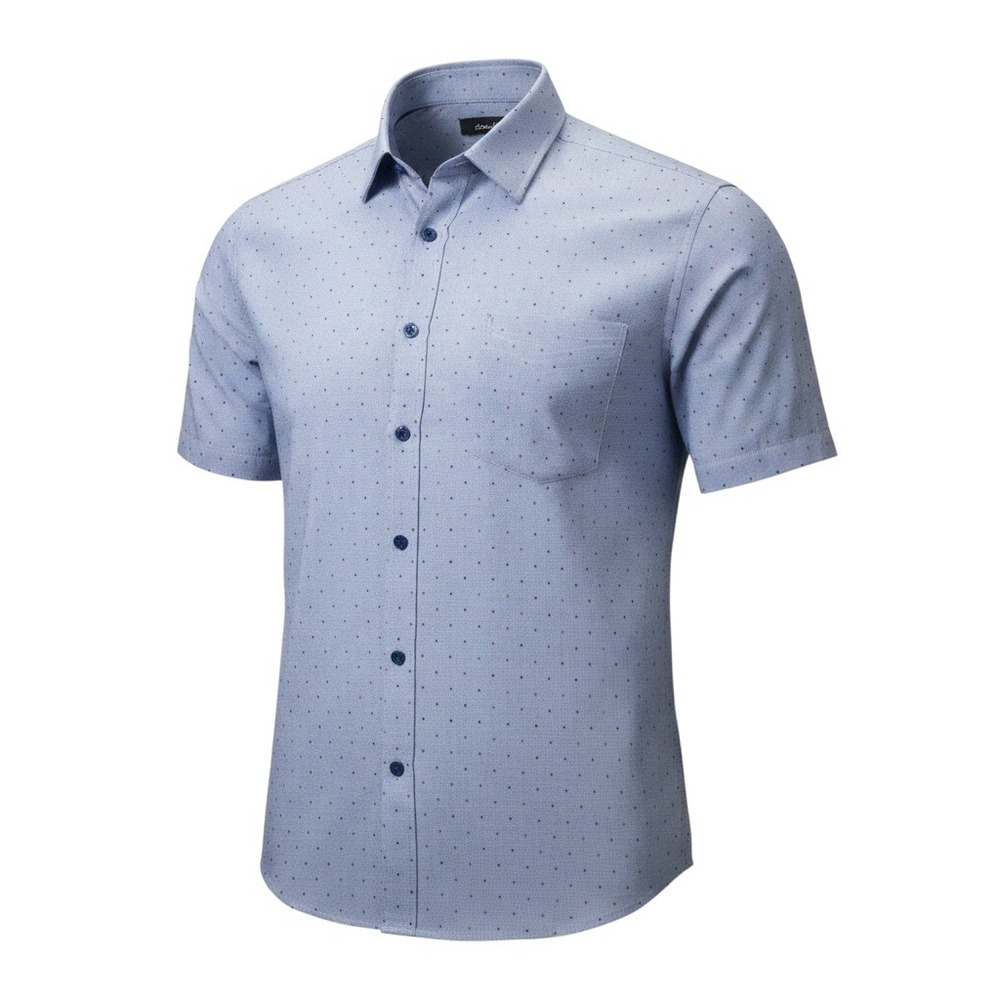 Coastal Mens Blue‎ Micro Print Short Sleeve Button Down Shirt Size L